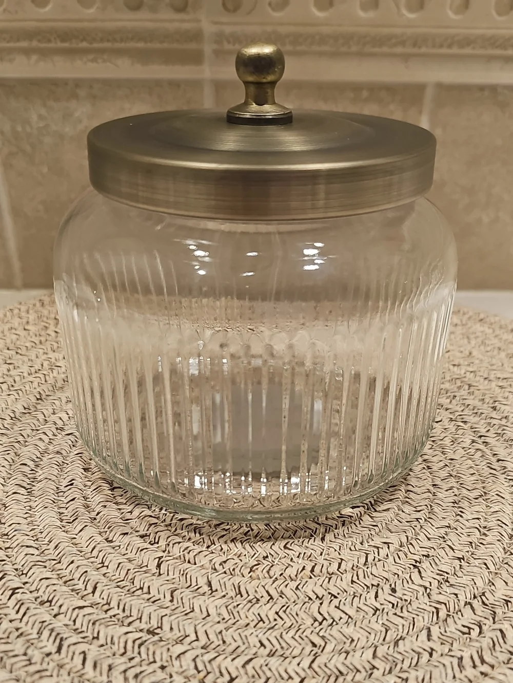 Threshold Small Glass Bath Canister With Brass Lid